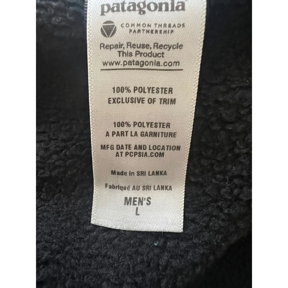 Patagonia Better Sweater Vest Men L Black Excellence Full Zip Fleece Pocket